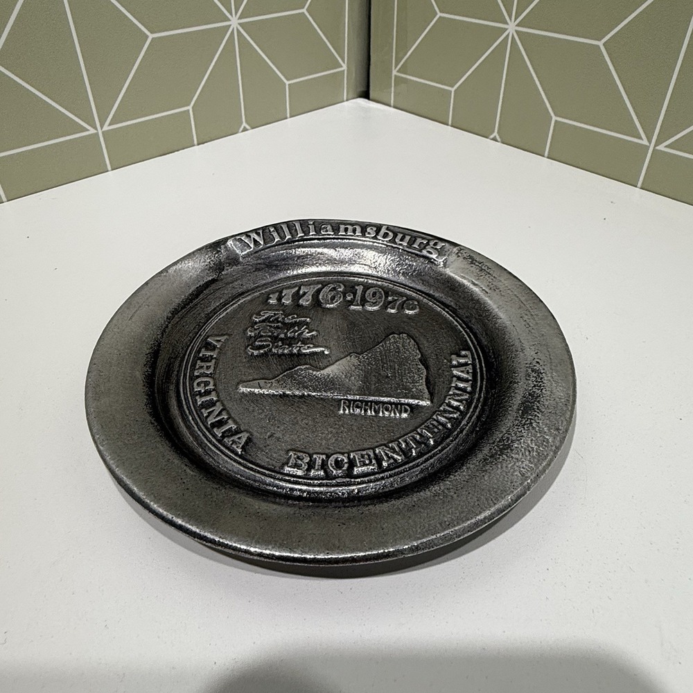 Duracast Pewter Plate USA Virginia Bicentennial‎ Decorative Vintage